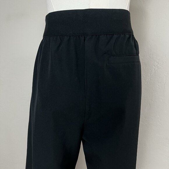 Garnet Hill Pants Black Elastic Waist Pull On Straight Leg Pleated Size Medium - Picture 6 of 14